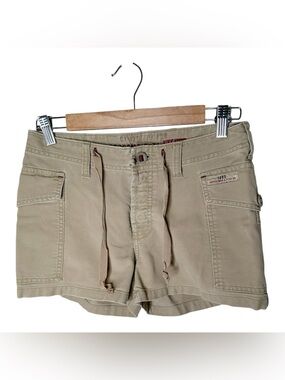 Vintage Y2K Abercrombie & Fitch Khaki Cargo Shorts Drawstring Size XS Button Fly